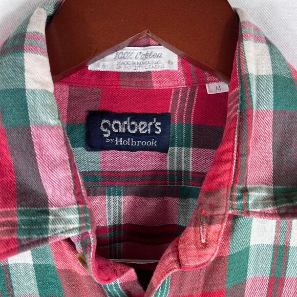 Vintage Garber’s by Holbrook Men’s Flannel Shirt Red Green White Plaid Size M - Picture 3 of 5